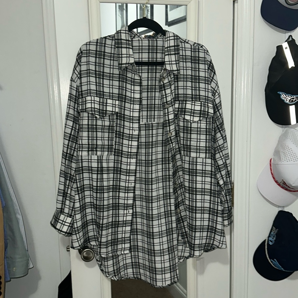 Pink Lily All I Ever wanted Plaid buttons down